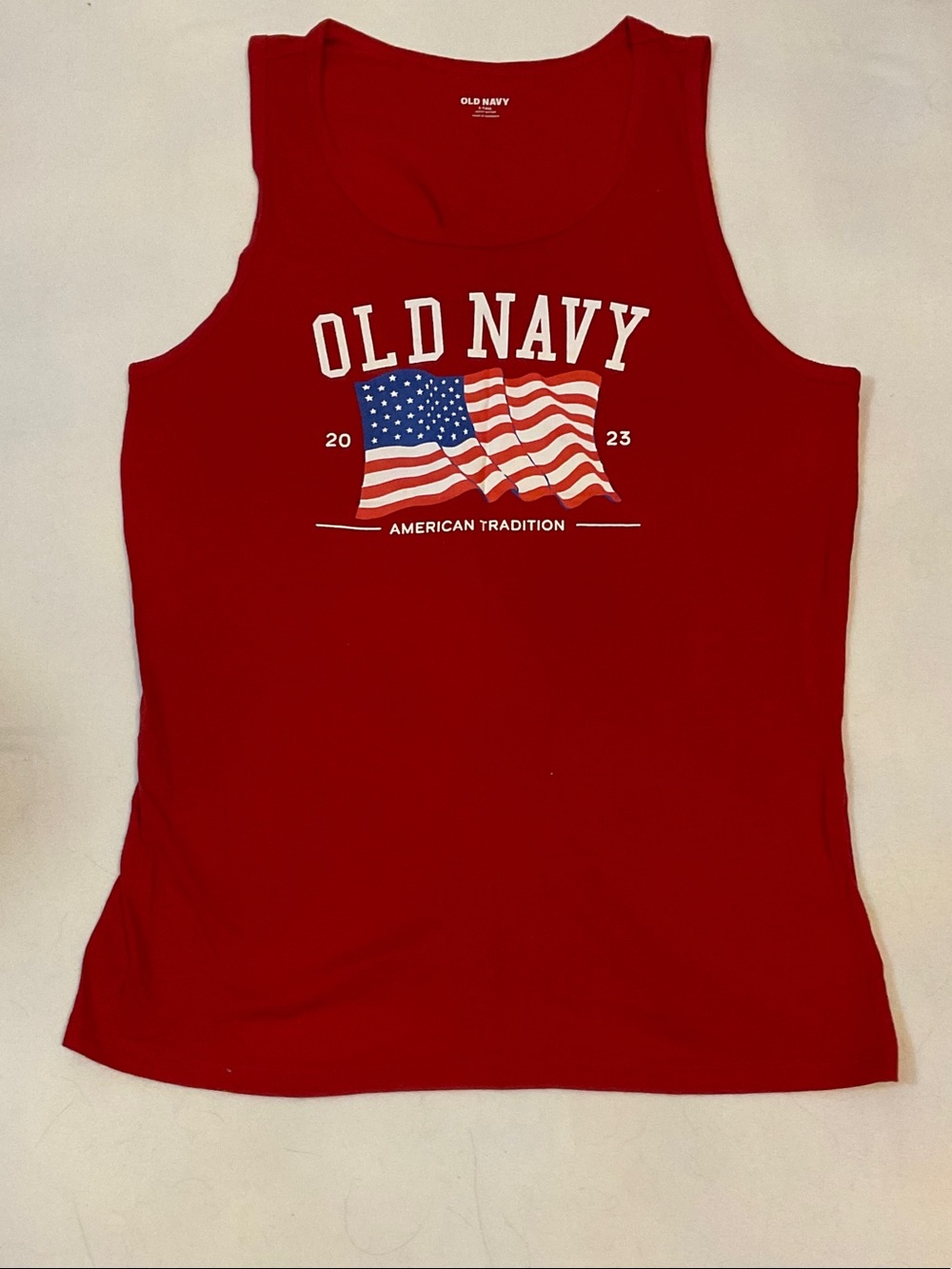 Men’s Old Navy Red Tank with American Flag and Logo
